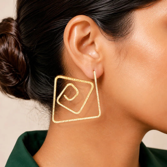 Brass Assymetrical Geometrical Drop Earrings