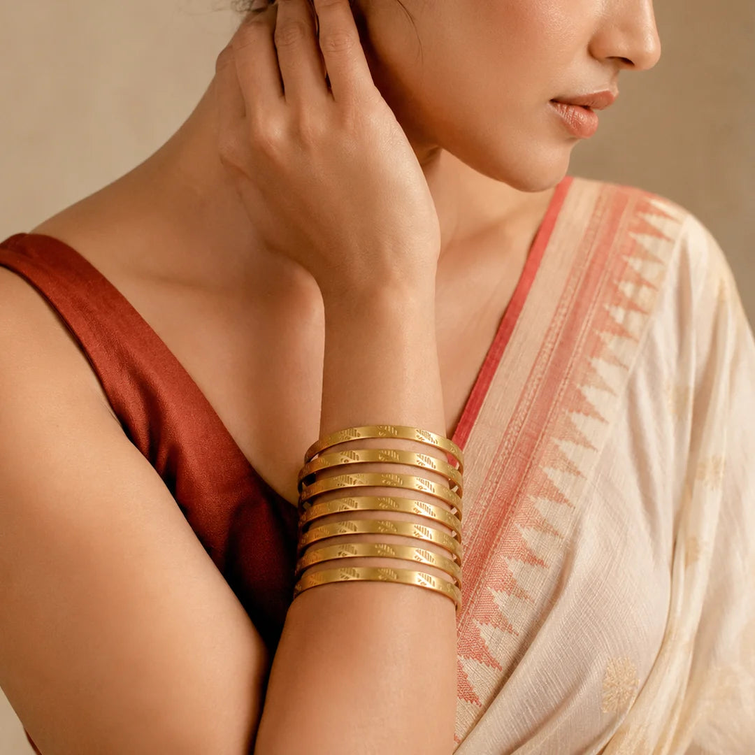 Brass Layered Cuff Bangle