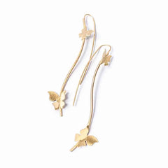 Long Butterfly Drop Earrings