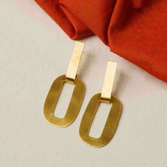Brass Oval Like Drop Earrings