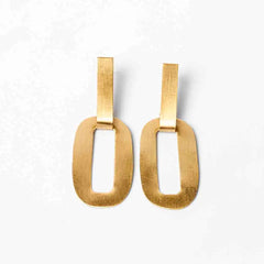 Brass Oval Like Drop Earrings