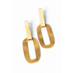 Brass Oval Like Drop Earrings