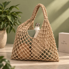 Beige Mesh Crochet Bag