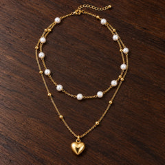 Pearl Heart Layered Necklace