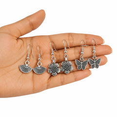Oxidised Tiny Charm Earrings Combo