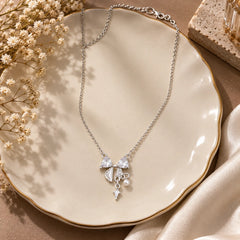 Crystal Bow Charm Necklace