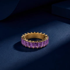 Amethyst Sparkle Band Ring - 18K Gold Plated