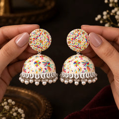 Rangoli Bloom Meenakari Jhumkas