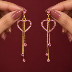 Pink Heart Dangle Earrings