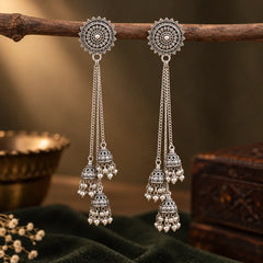 Oxidised Chakra Dangle Earrings