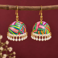 Boho Rainbow Meenakari Jhumka