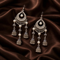 Silver Jhumka Drop Earrings