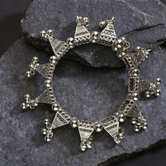 Oxidised Triangle Ghungroo Bracelet
