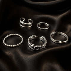 Silver Sleek & Twisted Ring Combo
