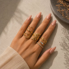 Golden Heart & Vine Ring Combo