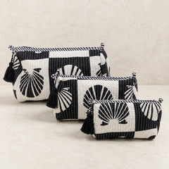 Black White Shell 3 Layered Pouches