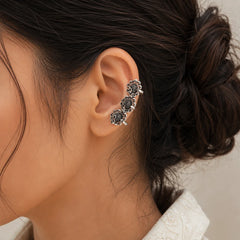 Triple Floral Peacock Ear Cuff