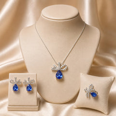 Blue Petal Crystal Jewellery Set