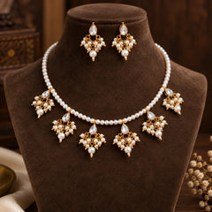 Pearl & Kundan Drop Necklace Set