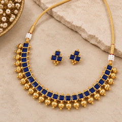 Royal Blue Kundan Necklace Set