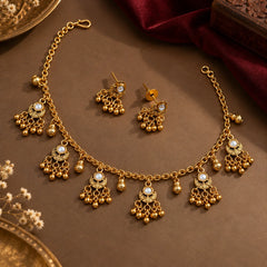 Gold Chandbali Necklace & Earrings Set
