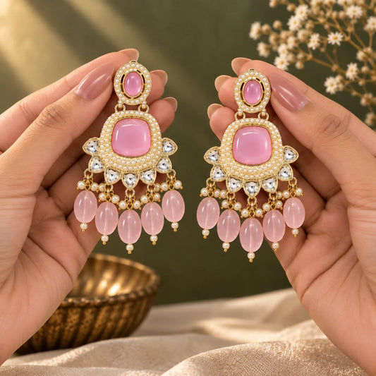Pink Quartz Dangle Earrings