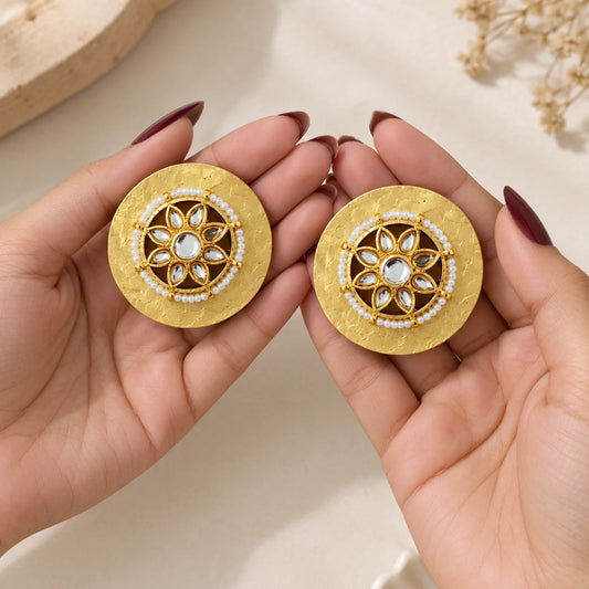 Golden Petal Disc Earrings