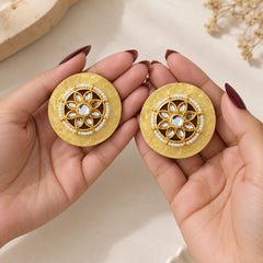 Golden Petal Disc Earrings