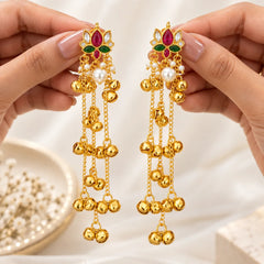 Ruby Green Lotus Dangle Earrings