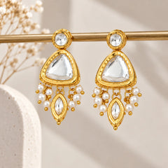 Golden Heritage Pearl Kundan Earrings