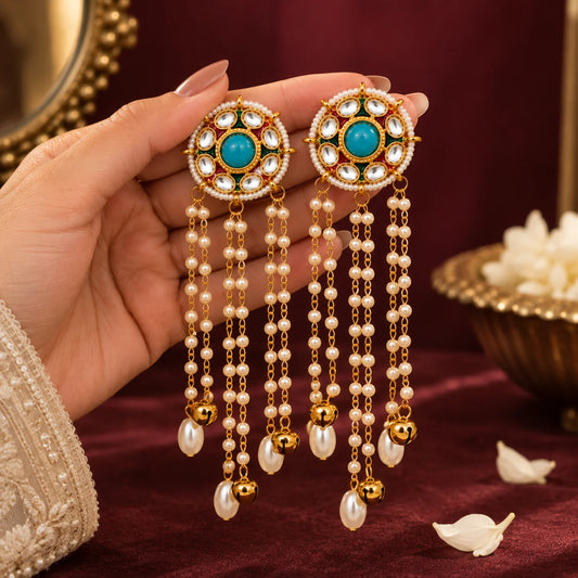 Turquoise Pearl Dangle Earrings