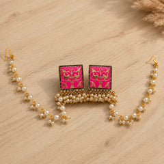 Pink Royale Pearl Meenakari Earrings