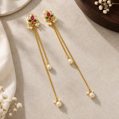 Lotus Pearl Trail Earrings