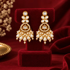 Pearl Petal Kundan Earrings