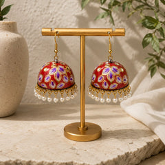 Ruby Bloom Floral Meenakari Earrings