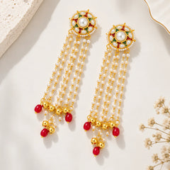 Royal Ruby Kundan Cascade Earrings