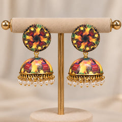 Tribal Print Meenakari Jhumka