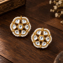 Pearl Petal Kundan Studs