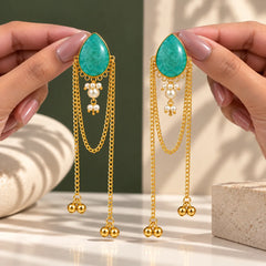 Turquoise Teardrop Cascade Earrings