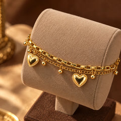 Double Heart Charm Bracelet