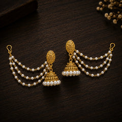 Temple Pearl Festive Gold-Tone Jhumkas