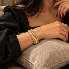 Dual Tone Statement Cuff Bracelet
