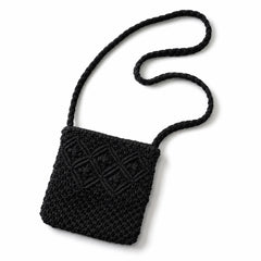 Black Boho Knot Macrame Bag