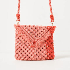 Peach Knot Macrame Bag