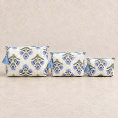 Blue Flower Bouquet Pouch Set