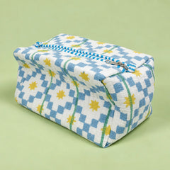 Blue and White Checkered Single Pouch