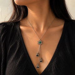 Emerald Bloom Oxidised Necklace