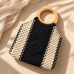 Monochrome Knot Macrame Hand Bag