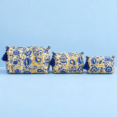 Blue Floral Pouch Set