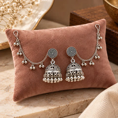 Noor Oxidised Jhumka Ear Chain